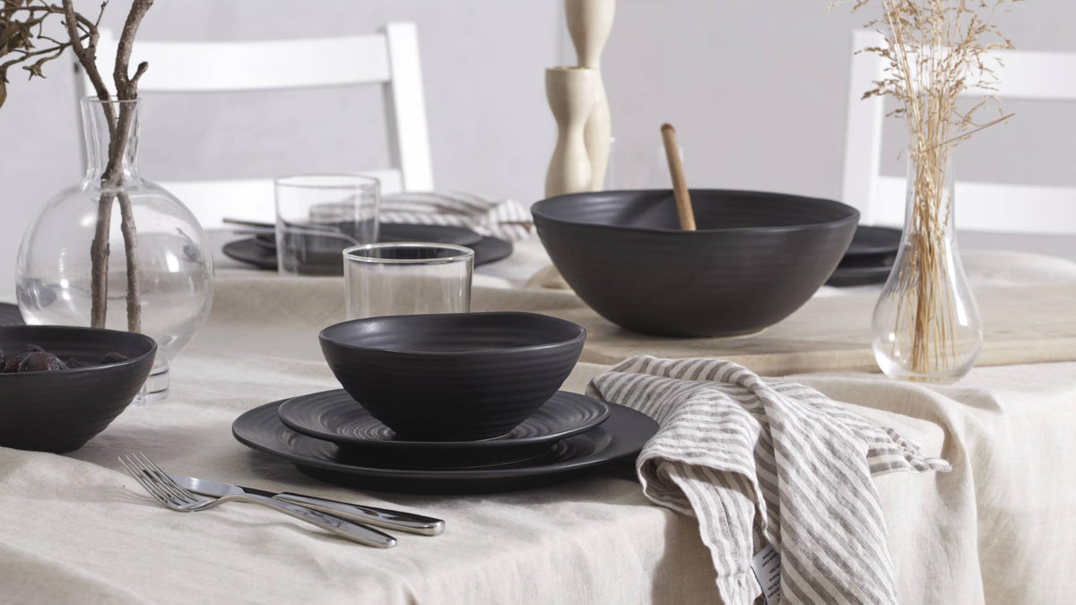 Black Ridge Piece Dinnerware Set (12 Count)