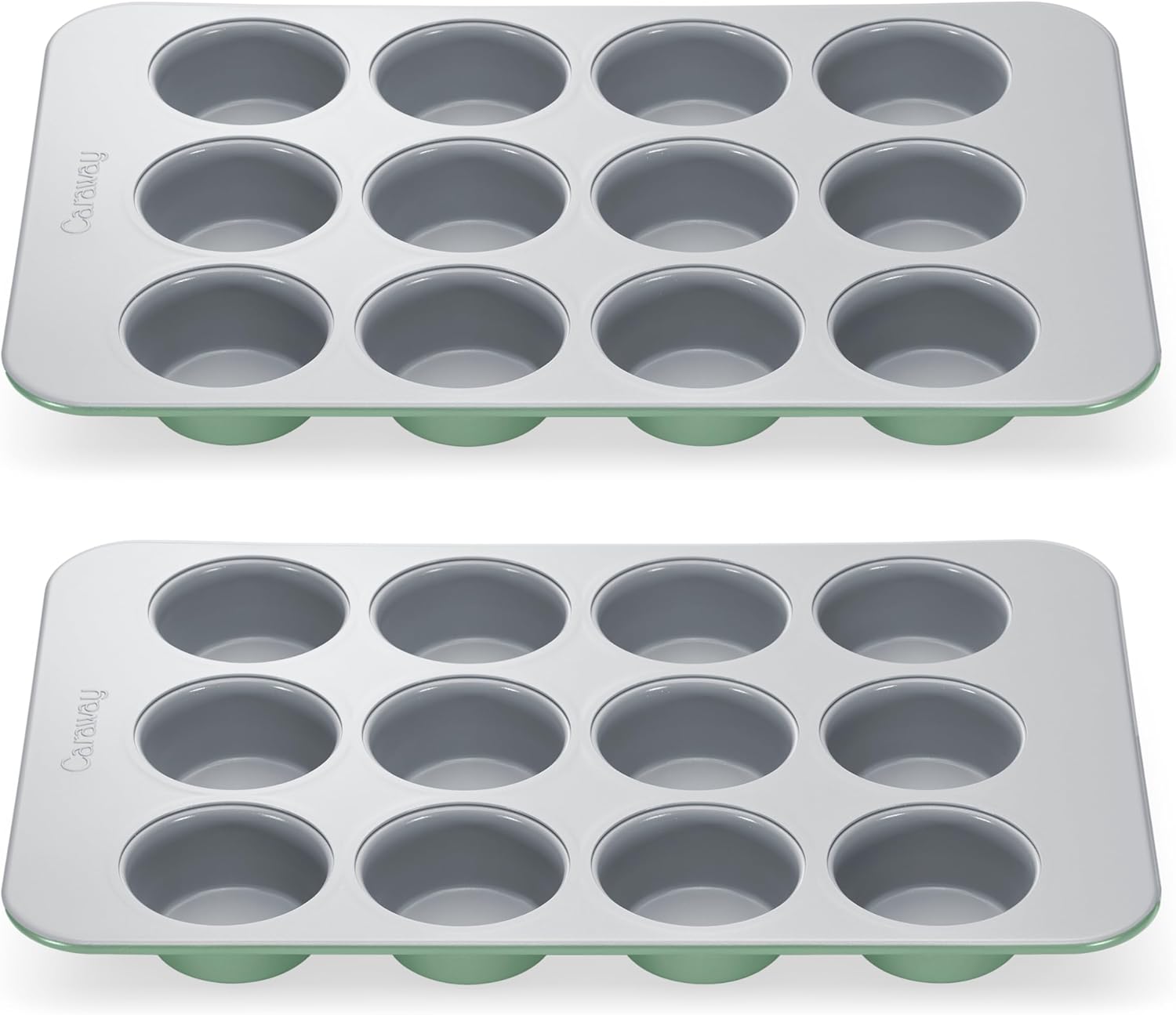 Caraway Non-Stick Ceramic 12-Cup Muffin Pan Duo - Naturally Slick Ceramic Coating - Non-Toxic, PTFE & PFOA Free - Perfect for Cupcakes, Muffins, and More - Sage - Culinary Roots