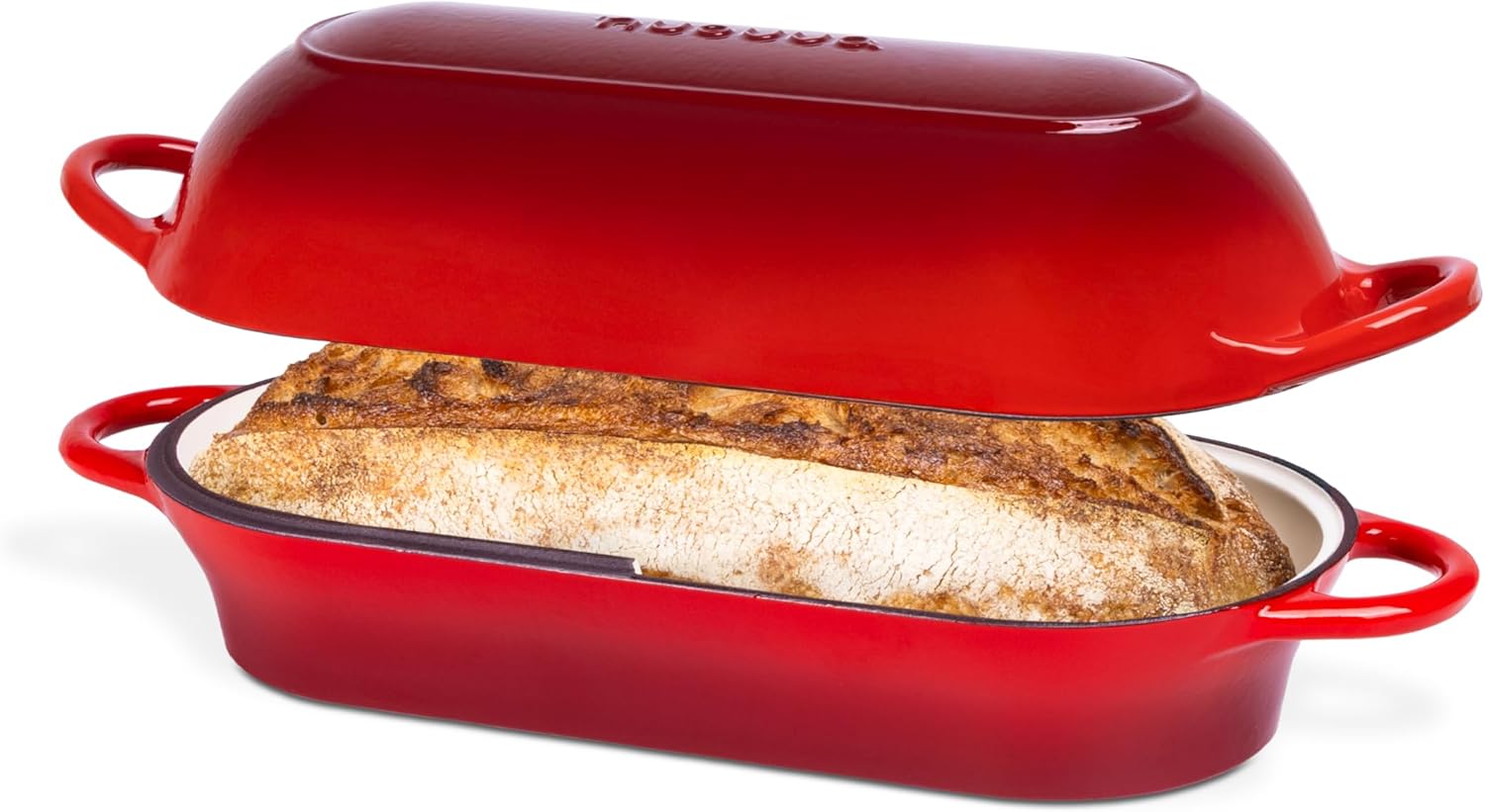 Enamelled Cast Iron Bread Loaf Pot – Dutch Oven For Sourdough Bread Baking – Oven Safe Non Stick Bread Pot – Rectangular, Red, 34cm x 16cm – by Nuovva - Culinary Roots