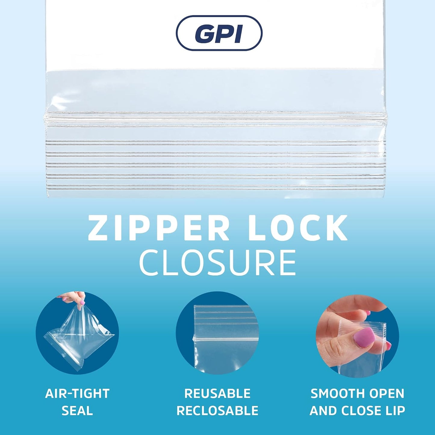 12" x 12" Large Zip Bags, 2 Mil Thick Clear Plastic Reclosable Zipper Lock Bags with Write-on White Block, with Resealable Zip Top Lock for Food Storage & Office Supplies, 1000 Count