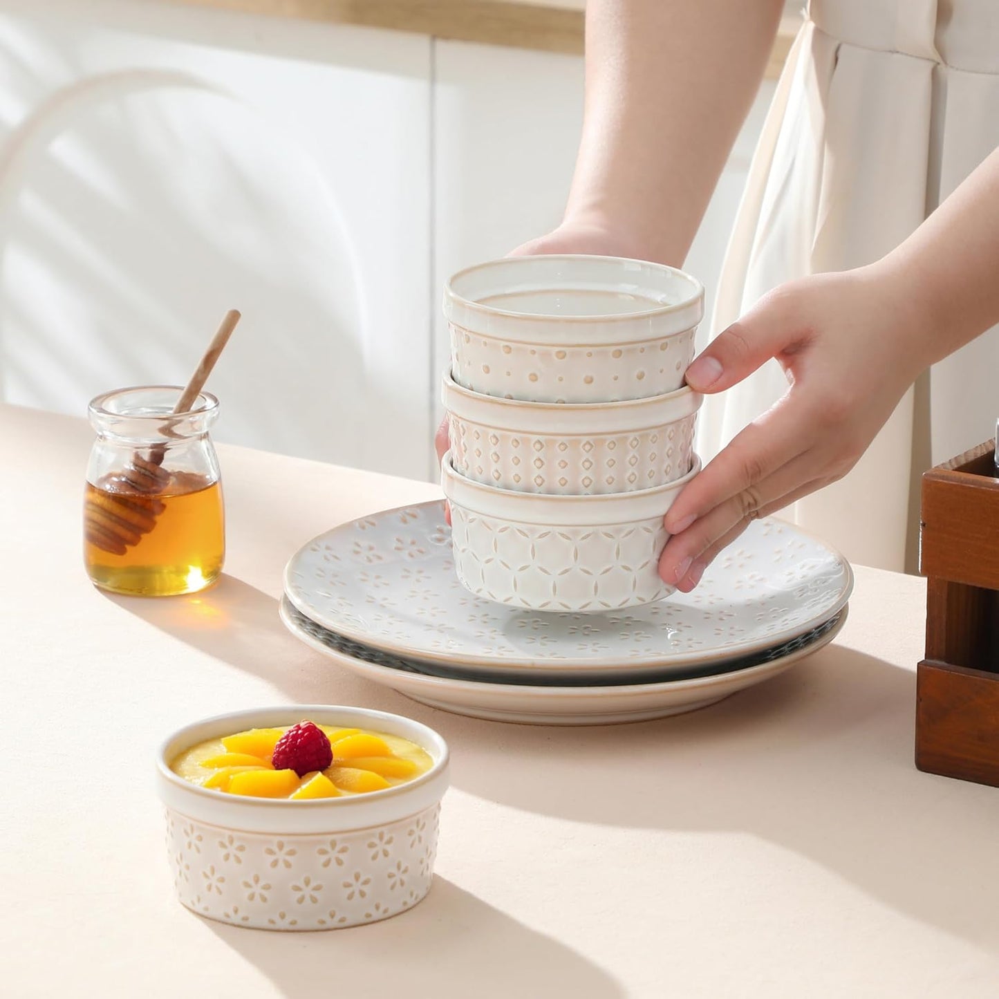 MALACASA Ramekins 4 Oz Oven Safe, Ceramic Creme Brulee Souffle Dishes, Pudding Custard Cups Ramekin For Baking, Small Dipping Sauce Bowls, Set of 4, Microwave and Dishwasher Safe, Arctic White - Culinary Roots