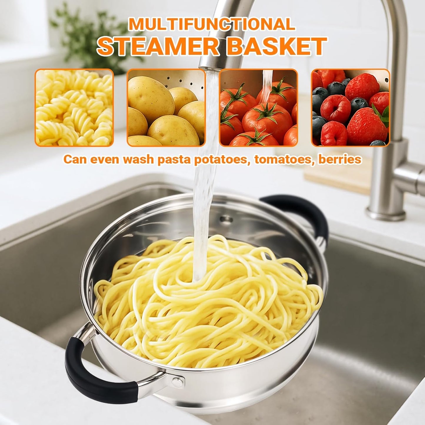 Kirecoo 3.2QT Steamer for Cooking - Stainless Steel Steam Pot with Steamer Basket, Cooking Stock Pot with Silicone Handle, Lid for Vegetable, Dumplings, Soup, Food, 3Ply Bottom Boiling Stew Cookware - Culinary Roots