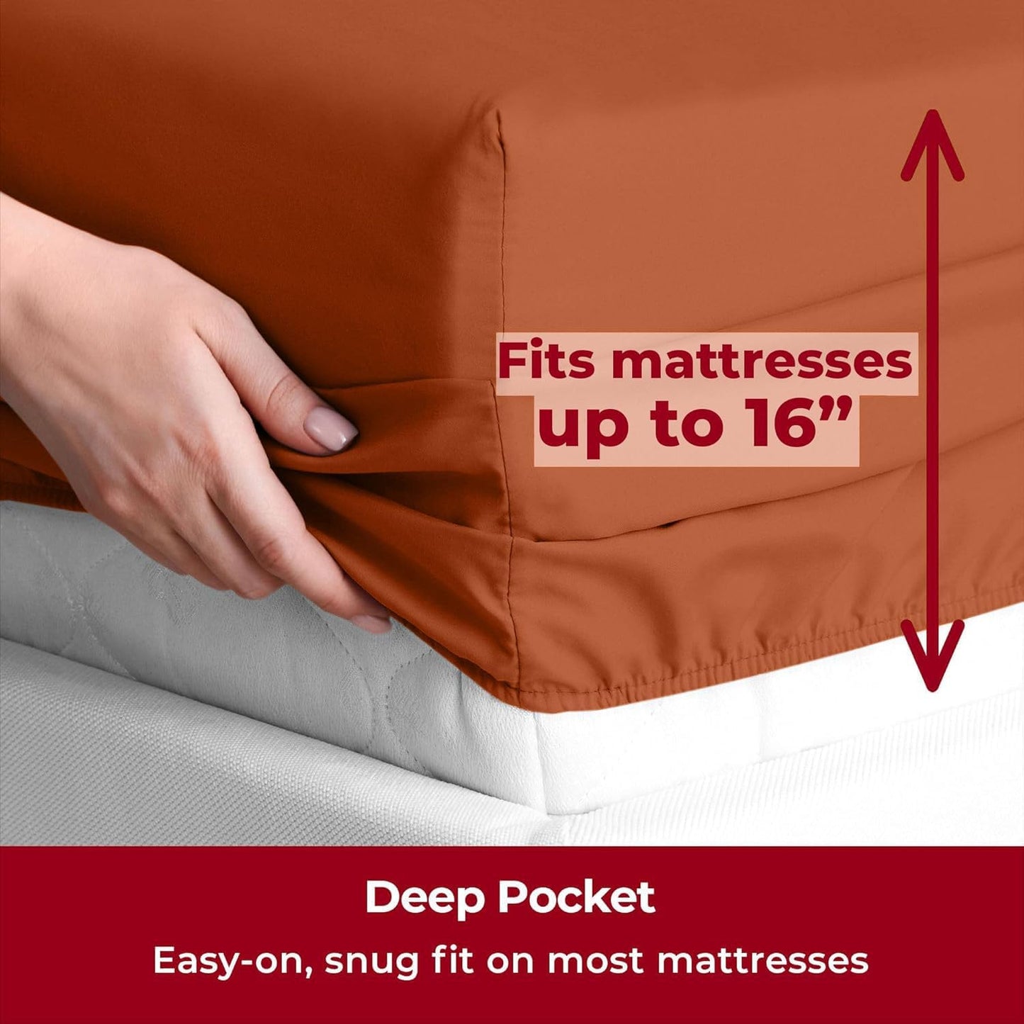 Mellanni Twin Sheets Set - 3 PC Iconic Collection Bedding - Hotel Luxury, Extra Soft, Cooling Bed Sheets - Wrinkle, Fade, Stain Resistant (Twin, Terracotta)