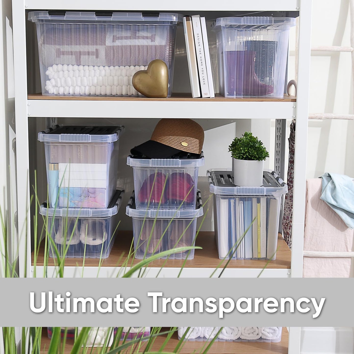 Superio Storage Bins with Lids, Clear Plastic Containers for Organizing, Stackable Totes, BPA Free, Odor Free, Organizer Boxes for Home, and Dorm (2 Pack, 15"x10"x10.25")