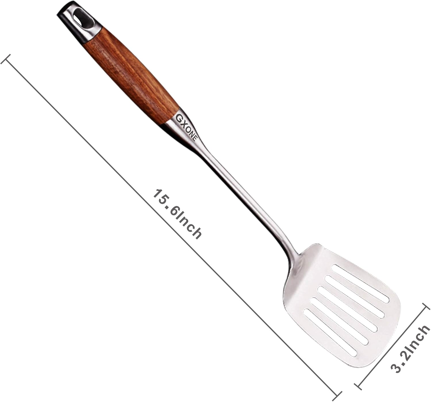 Metal Spatula,304 Stainless Steel Wok Spatula with Heat Resistant Wooden Handle,Silver/15.7Inch - Culinary Roots
