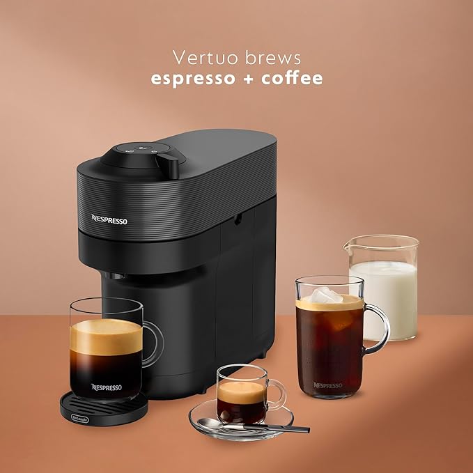 Nespresso Vertuo Pop+ Coffee and Espresso Machine by De'Longhi, Liquorice Black Descaling Kit