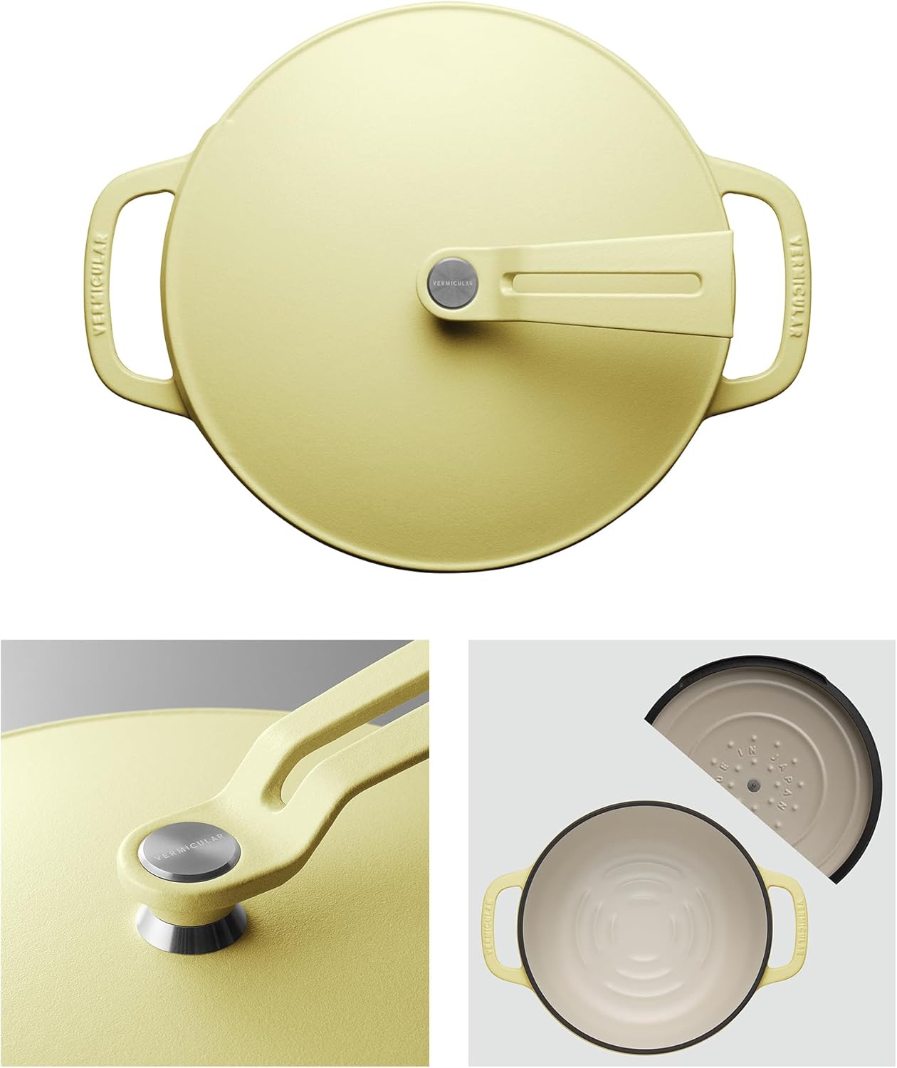 Vermicular Oven Pot 2.0 | Lightweight Enameled Cast Iron Pot | 22cm (3.7 Qt) | Non-Toxic | Induction-compatible | Dutch Oven | Made in Japan | Matte Chamomile Yellow - Culinary Roots