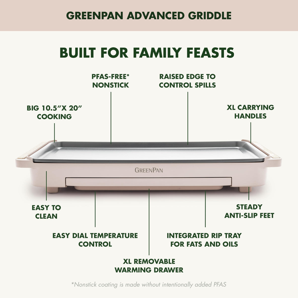Advanced 10.5”x 20” Electric Griddle with Warming Drawer