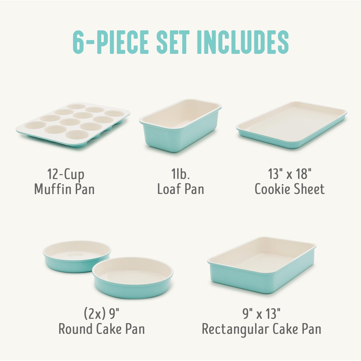6 Piece Ceramic Nonstick Oven Bakeware Set