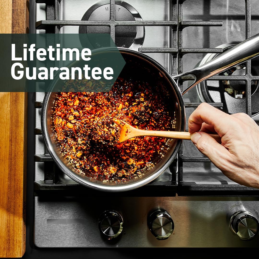 HexClad Hybrid Nonstick 3-Quart Saucepan with Tempered Glass Lid, Stay-Cool Handle, Dishwasher-Friendly, Oven-Safe Up to 900°F, Induction Ready, Compatible with All Cooktops - Culinary Roots
