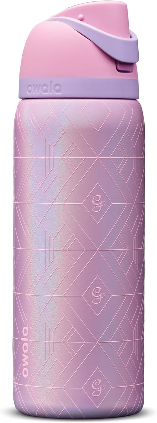 Owala Wicked FreeSip Insulated Stainless Steel Water Bottle with Straw for Sports and Travel, BPA-Free Sports Water Bottle, 32 oz, Glinda (Pink)