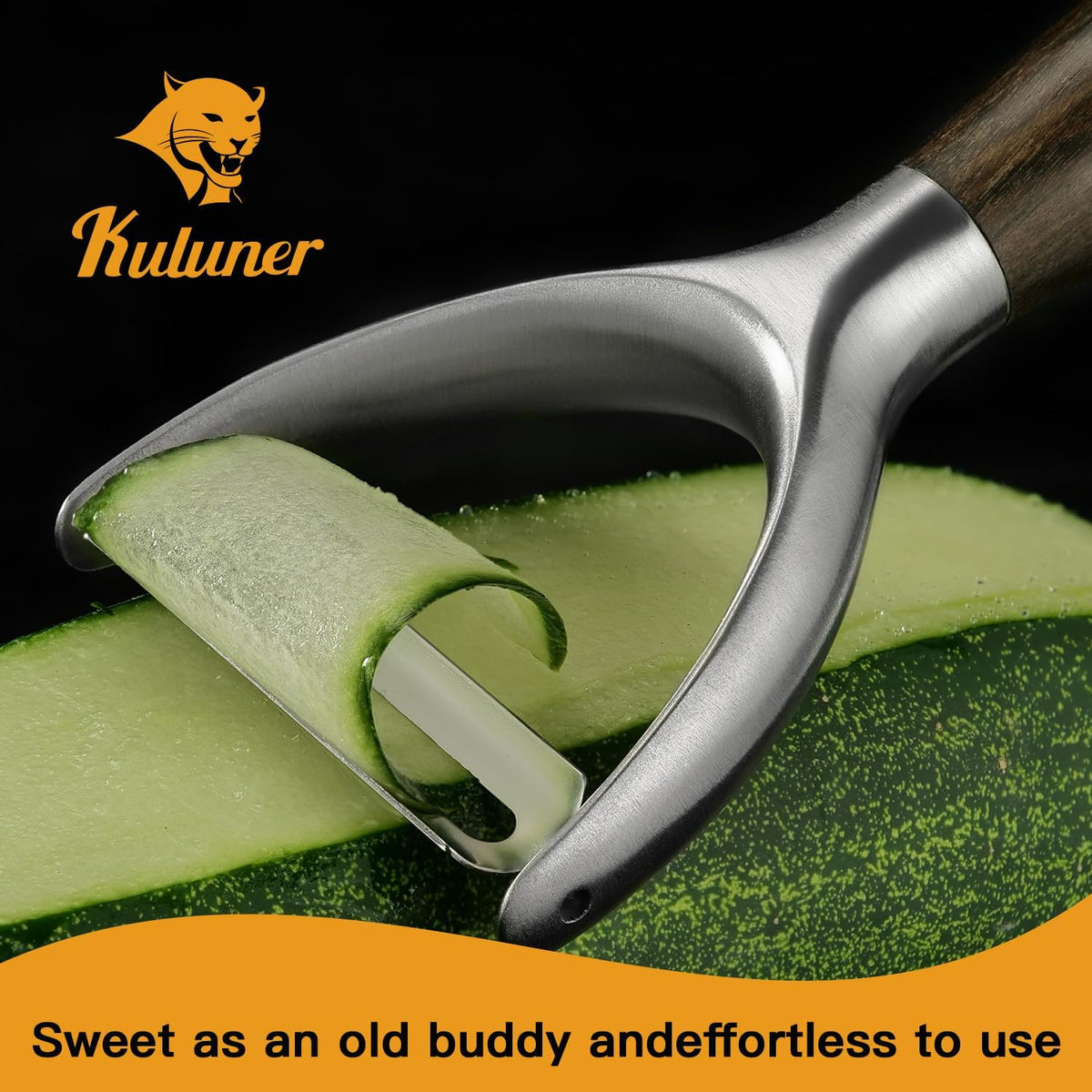 Premium Y Type 304 Stainless Steel Multifunctional Kitchen Peeler Real Wood Handle Ultra Sharp Blade Vegetable Potato Apple（Agarwood） - Culinary Roots
