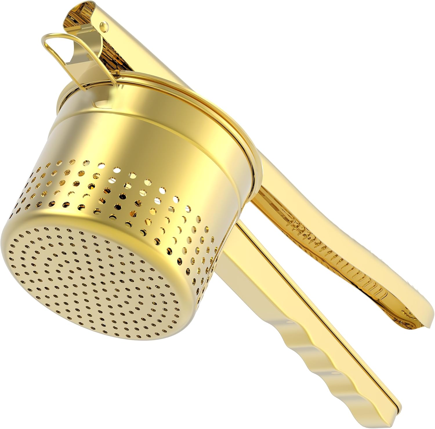 Large 15oz Potato Ricer Masher, Heavy Duty Stainless Steel Potato Masher with Ergonomic Handle, Masher and Ricer Kitchen Tool for Mashed Potatoes, Noodle Maker, Gold - Culinary Roots