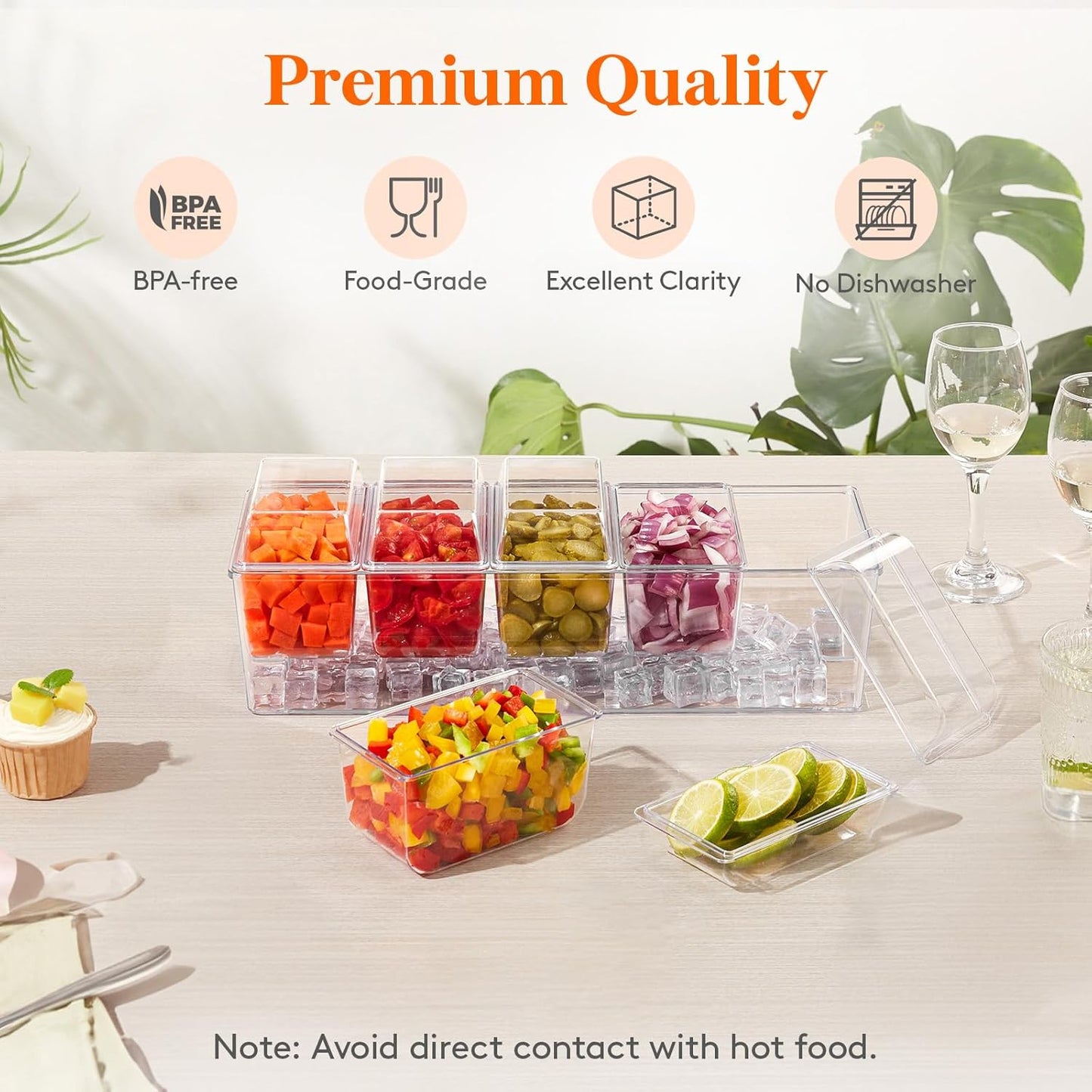 Lifewit 3 Pack Taco Bar Serving Set for Party with Containers(2.5 Cup)&Components,Large Ice Chilled Condiment Caddy Organizer, Garnish Serving Tray Platter for Mimosa Bar Accessories,Fruit,Salad,Food