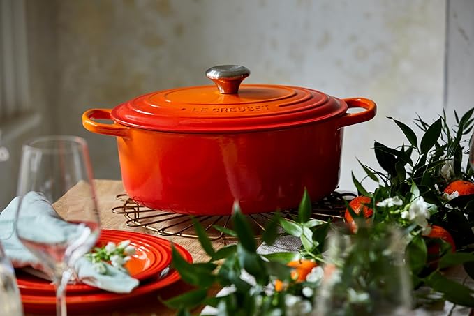 Le Creuset Enameled Cast Iron Signature Oval Dutch Oven, 6.75 qt., Flame