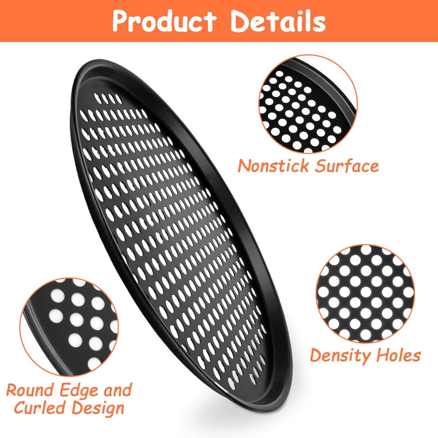 6PCS Pizza Pan with Holes 12 inch Round Pizza Pan Set Nonstick Pizza Baking Pan Carbon Steel Pizza Tray Black Pizza Crisper Pan for Home Baking Kitchen - Culinary Roots