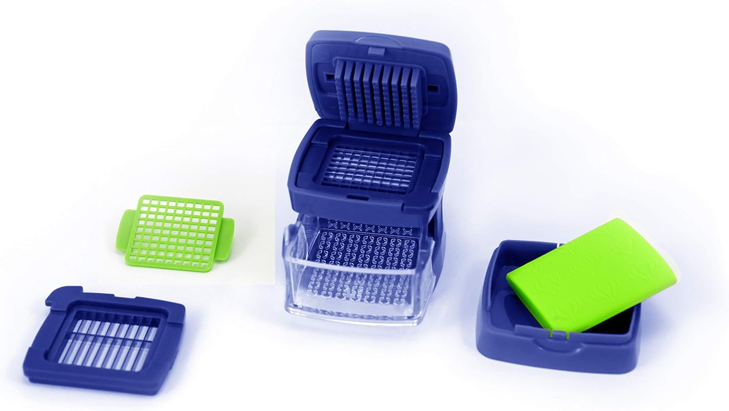 Garlic-A-Peel Garlic Press, Crusher, Cutter, Mincer, and Storage Container - Includes Silicone Garlic Peeler - Easy to Clean - Stainless Steel Blades – (Blue), standard - Culinary Roots
