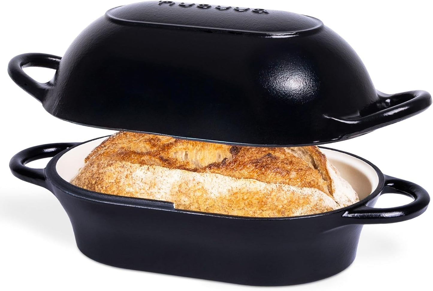 nuovva Dutch Oven For Sourdough Bread Baking – Enamelled Cast Iron Bread Loaf Pot – Oven Safe Non Stick Bread Pot – Rectangular, Black, 24cm x 16cm - Culinary Roots