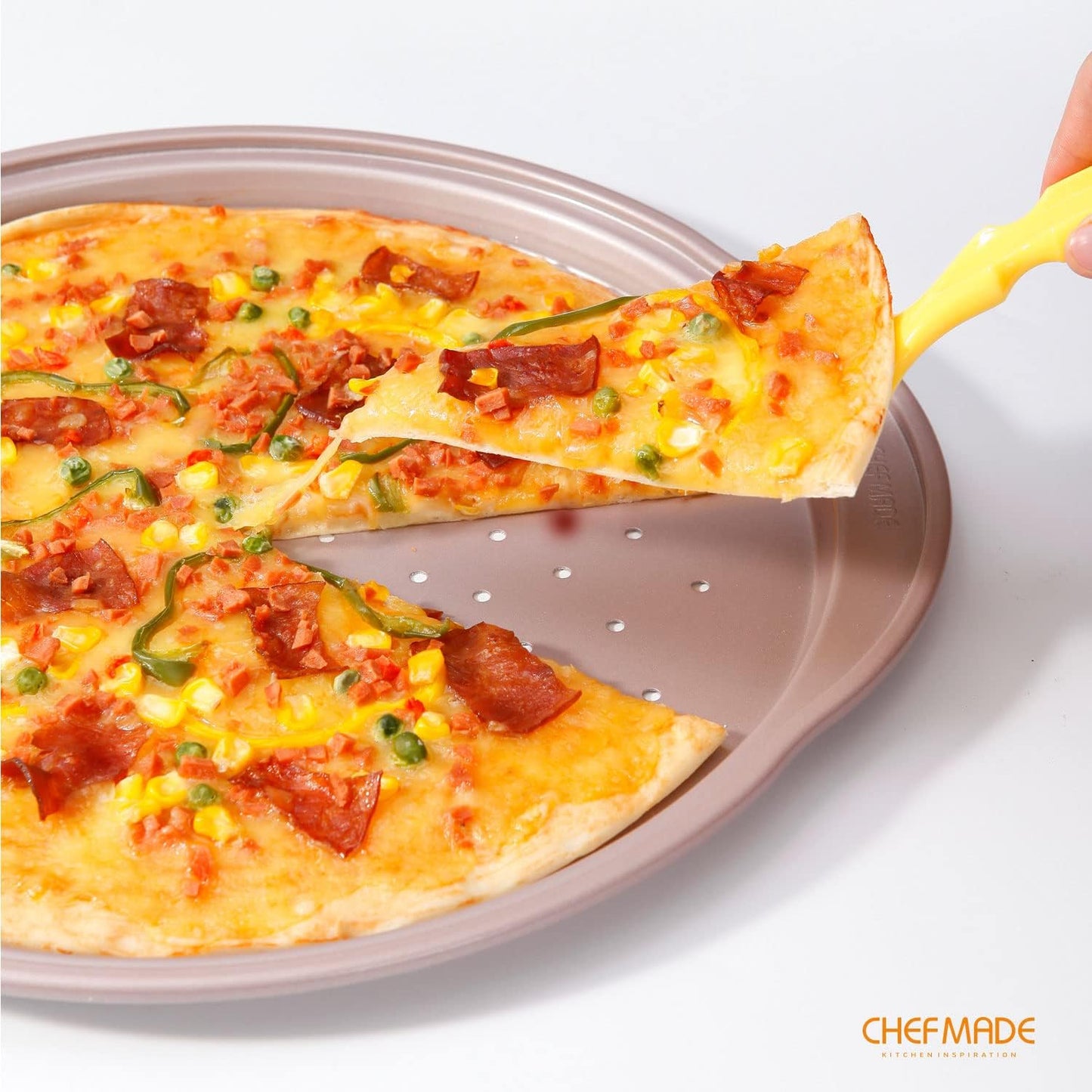 CHEFMADE Pizza pan, 14 Inch with Holes Non-Stick Pizza Crisper Pan Bakeware for Oven Baking (Champagne Gold) - Culinary Roots