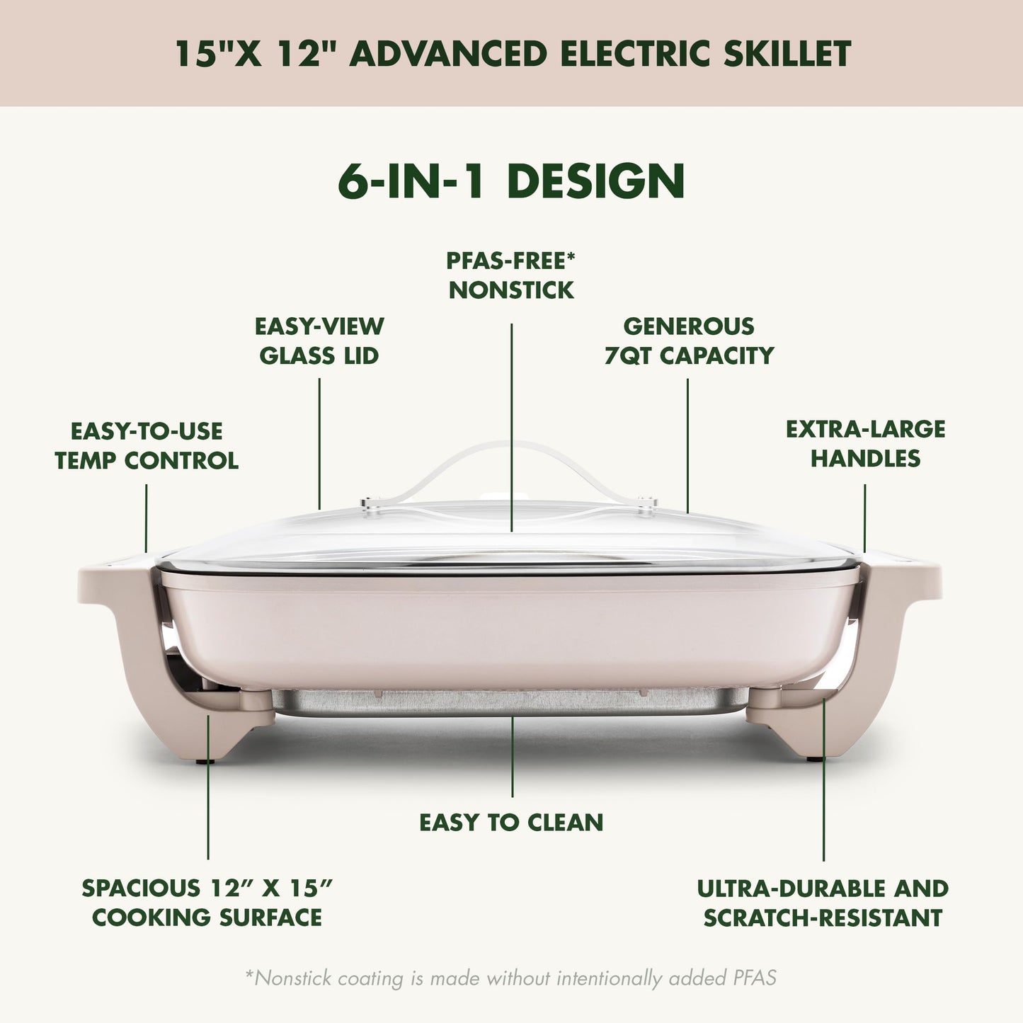 Advanced 12” X 15” Electric Skillet with Lid