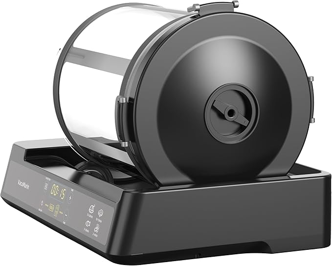 15 Minute Vacuum Tumbler Marinator for Meat Vegetable with Leak Proof Clip and Free Meat Tenderizer