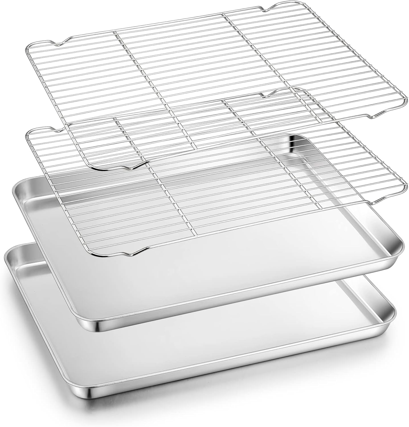 TeamFar Baking Sheet with Rack, 17.6 x 13 x 1 inch Stainless Steel Baking Pan Cookie Sheet Set with Cooling Rack for Baking/Roasting/Cooling, Non-Toxic & Heavy Duty, Dishwasher Safe - Set of 4 - Culinary Roots