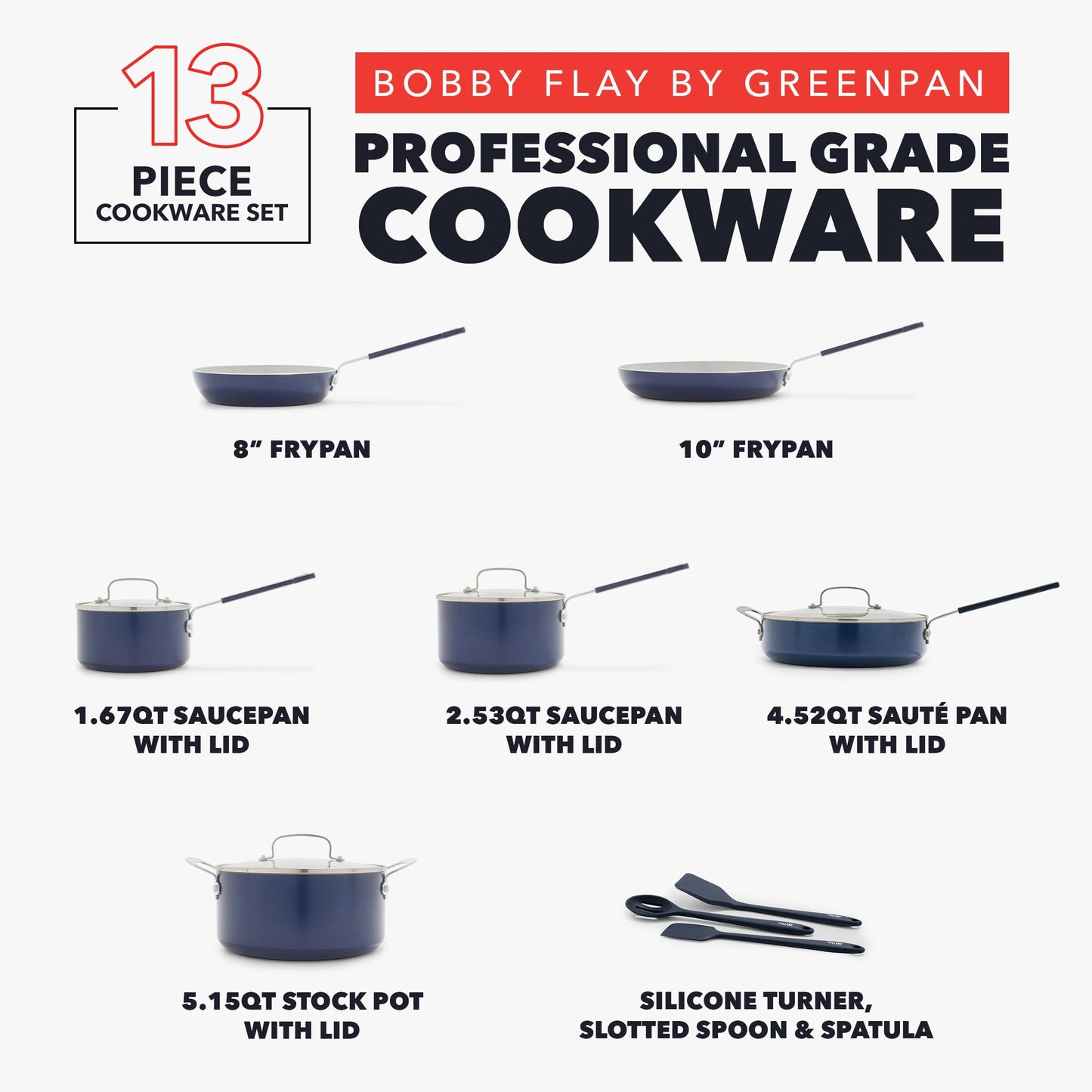 x Bobby Flay 13 Piece Nonstick Cookware Pots and Pans Set