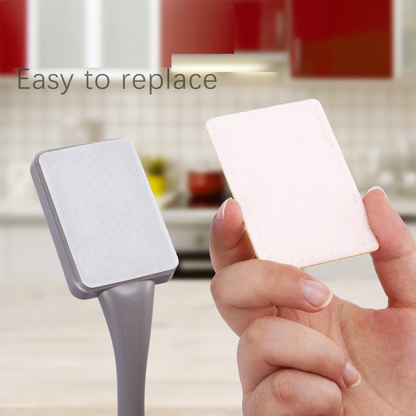 Dish Brush with Handle,Non-Scratch Household Cleaning Brushes Dishwand with 5 Sponge Refills for Pans, Pots, Sink & Tubs,Grey