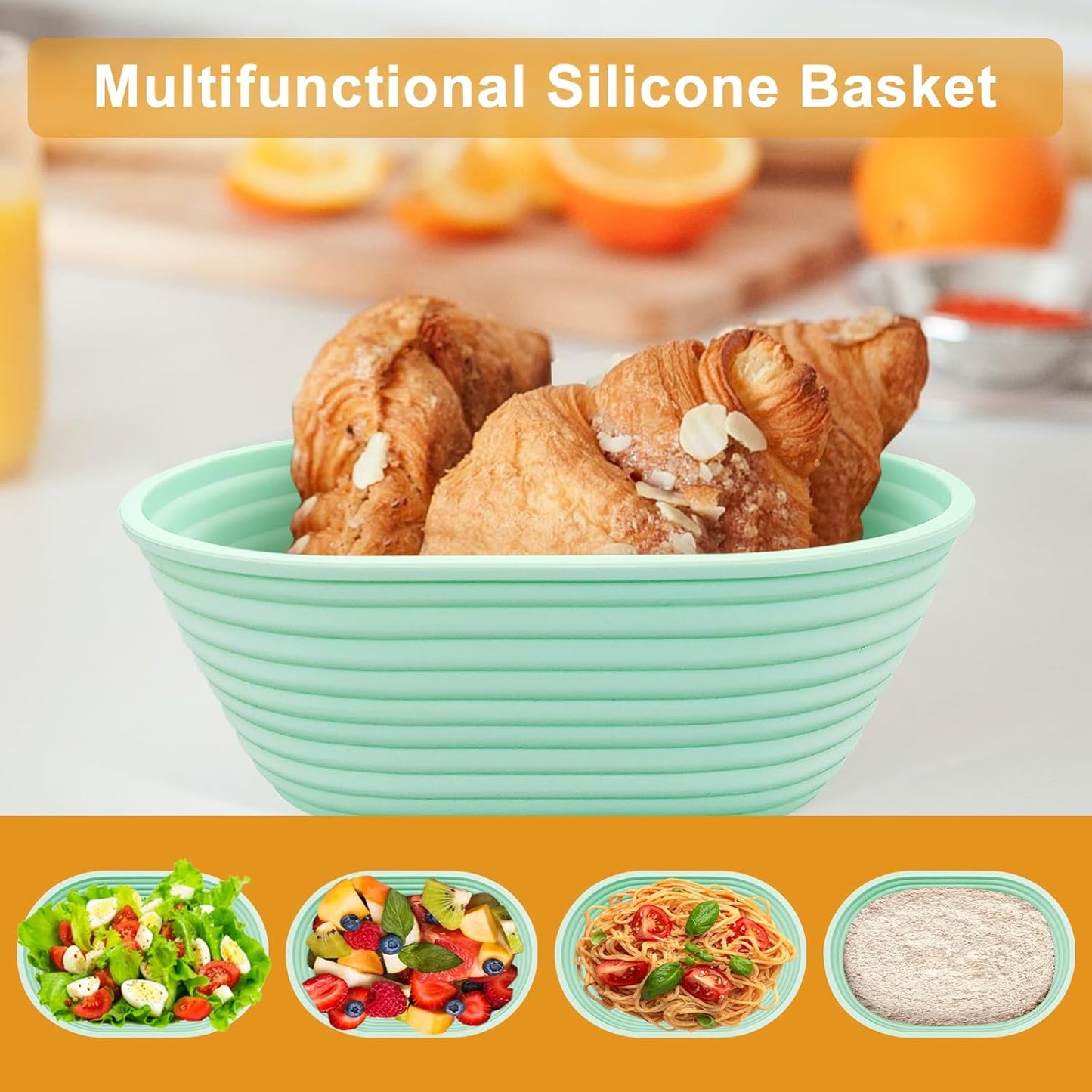 Silicone Banneton, Sourdough Bread Baskets (Set of 5, 6.5 Inch), Mini Oval Proofing Bowls, Bread Making Baking Supplies, Banneton proofing basket for Sourdough Baking - Culinary Roots