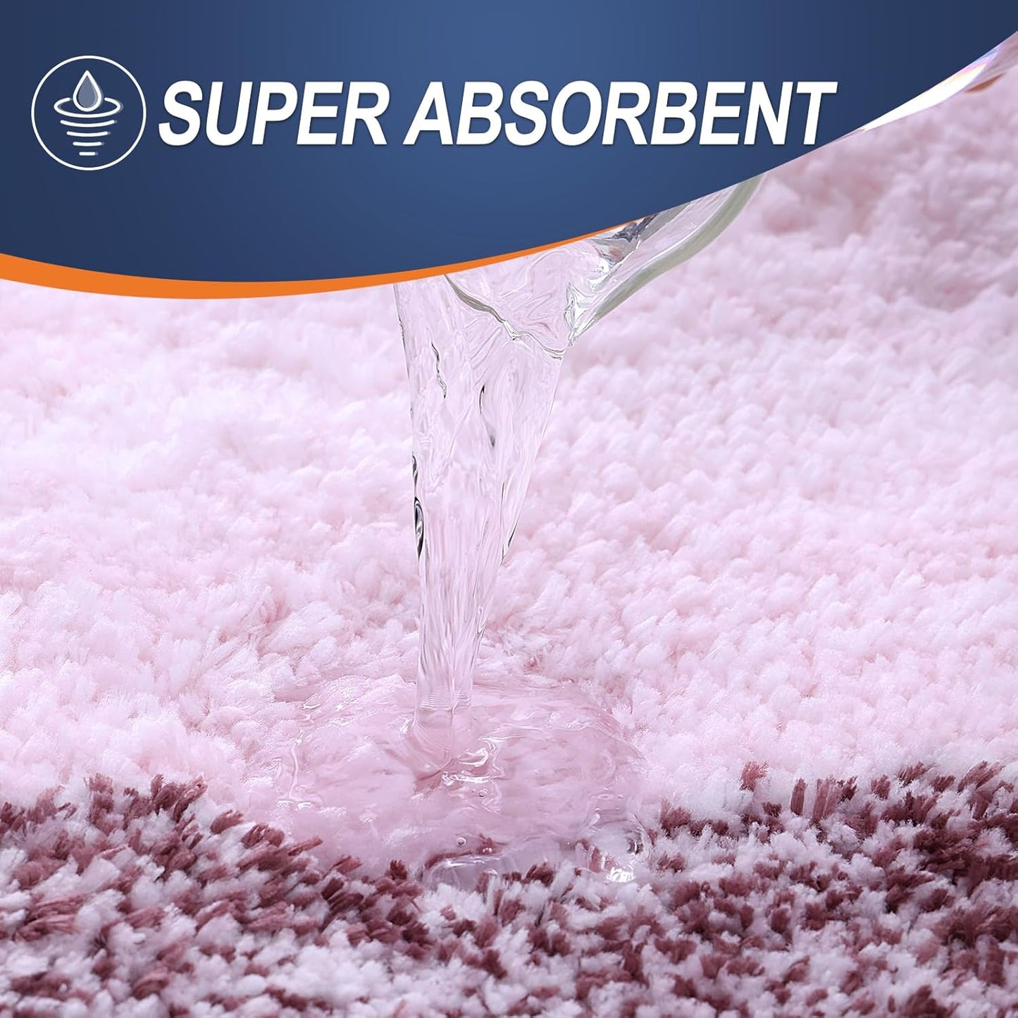 OLANLY Luxury Toilet Rugs U-Shaped 24x20, Extra Soft and Absorbent Microfiber Bathroom Rugs, Non-Slip Plush Shaggy Bath Mat, Machine Wash Dry, Contour Bathroom Mats for Toilet Base, Mauve