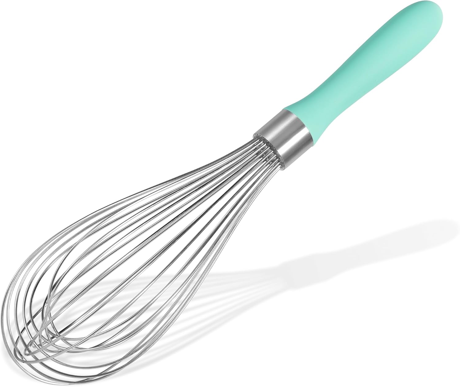18/8 Stainless Steel Balloon Whisk, Doosu Kitchen Whisk for Cooking Handheld Egg Beater with Rust-Proof Sturdy Wires & Non-Slip Silicone Handle for Beating, Stirring, Blending (12 Wires, Aqua Sky) - Culinary Roots