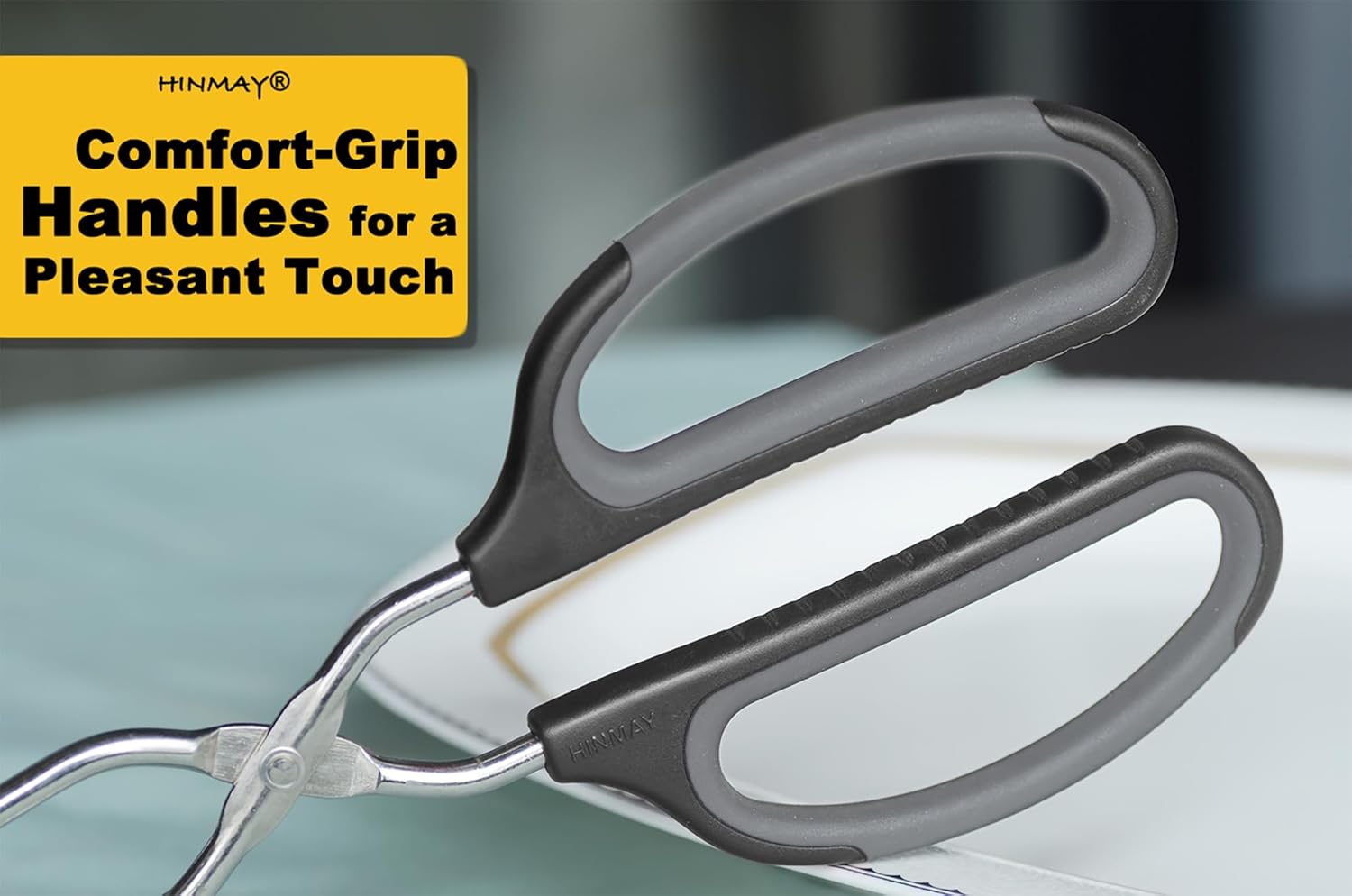 Scissor Tongs 10-Inch Stainless Steel Scissor Style Tongs (Black Handle) - Culinary Roots