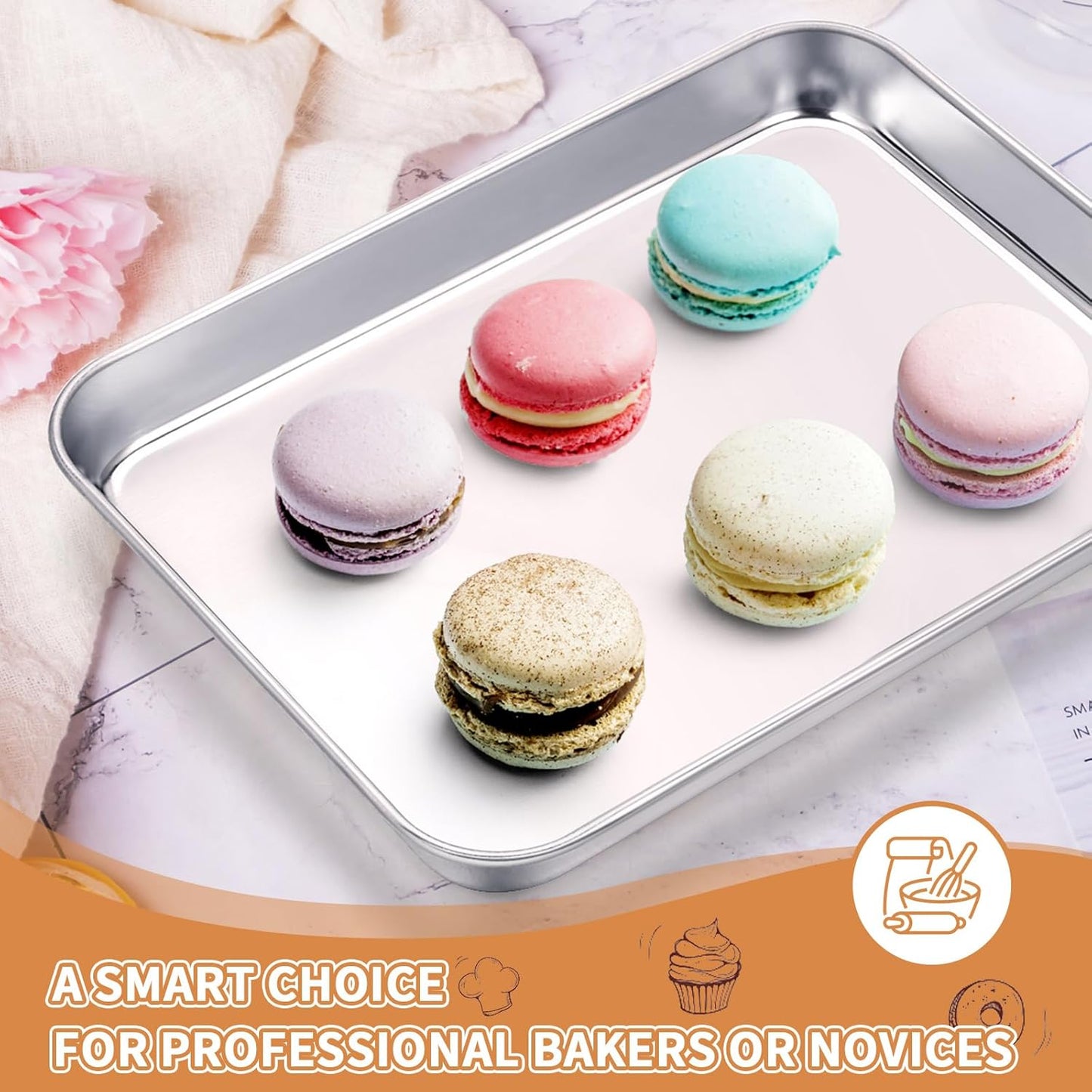 Stainless Steel Baking Sheet Set of 2, Deedro Cookie Sheet Metal Baking Pan Oven Tray, Non Toxic & Heavy Duty, Rust Free & Mirror Finish, Easy Clean & Dishwasher Safe, 9 x 7 x 1 Inch - Culinary Roots