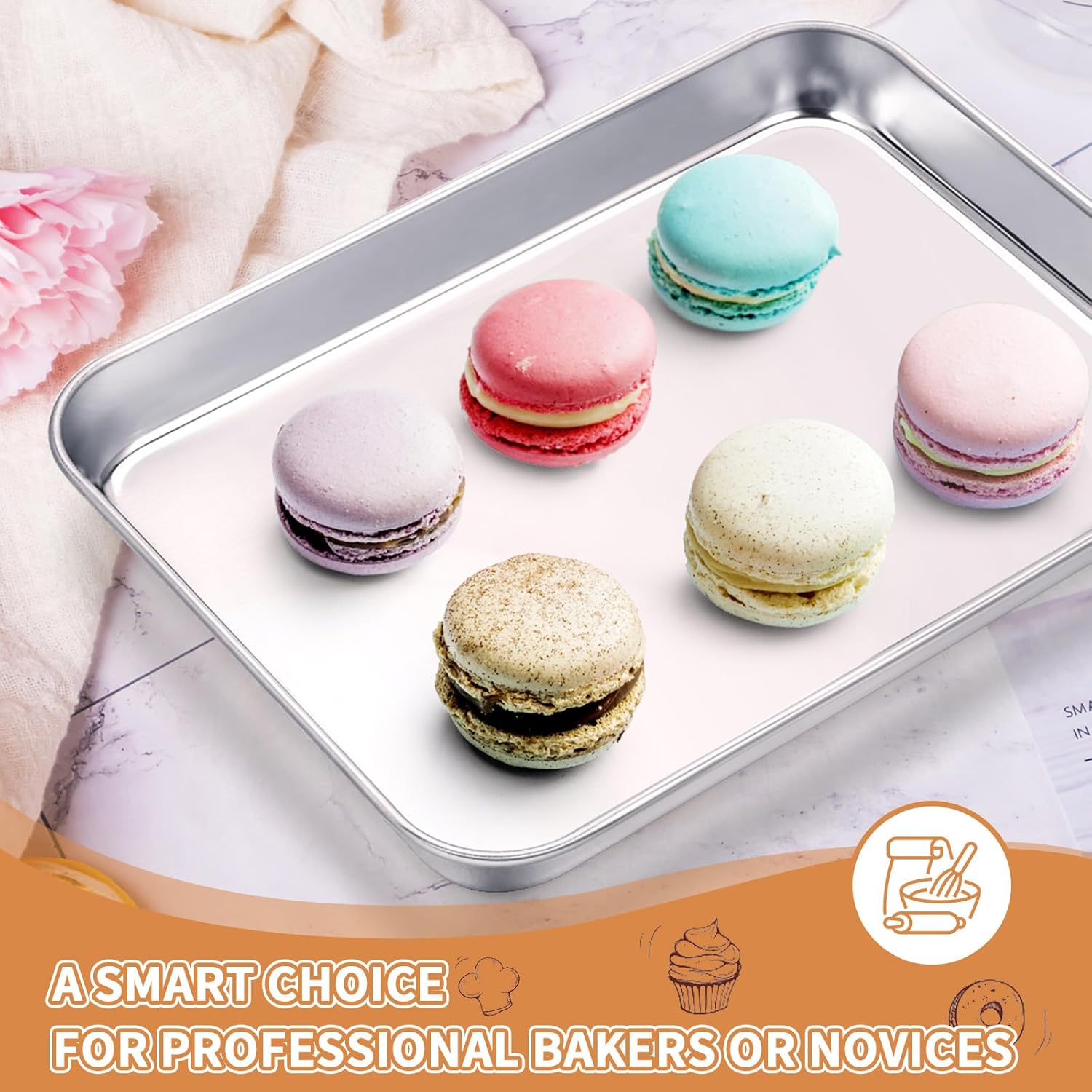 Stainless Steel Baking Sheet Set of 2, Deedro Cookie Sheet Metal Baking Pan Oven Tray, Non Toxic & Heavy Duty, Rust Free & Mirror Finish, Easy Clean & Dishwasher Safe, 9 x 7 x 1 Inch - Culinary Roots
