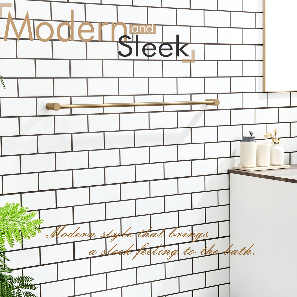 Towel Bar Champagne Bronze 32'' Bath Towel Rack Holders Single Rail for Bathroom Wall Mounted Stainless Steel Bathroom Hardware