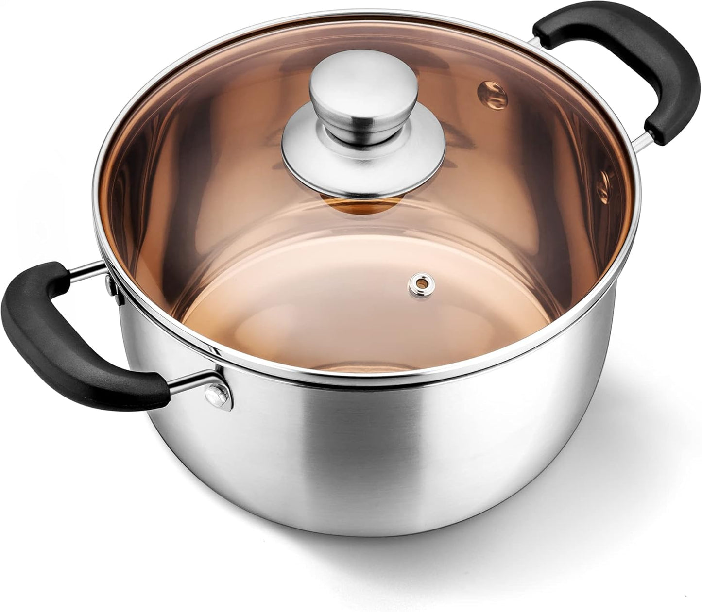 LIANYU 3QT Stainless Steel Stock Pot, Cooking Soup Pot with Lid, Heavy Duty Pasta Stockpot for Strew Simmer Boiling, Heat-proof Handle, Dishwasher Safe - Culinary Roots