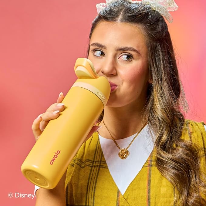 Owala Disney Princess FreeSip Insulated Stainless Steel Water Bottle with Straw for Sports and Travel, BPA-Free Sports Water Bottle, 24 oz, Belle | Disney Princess, Insulated, with Straw, BPA-Free, Sports Water Bottle