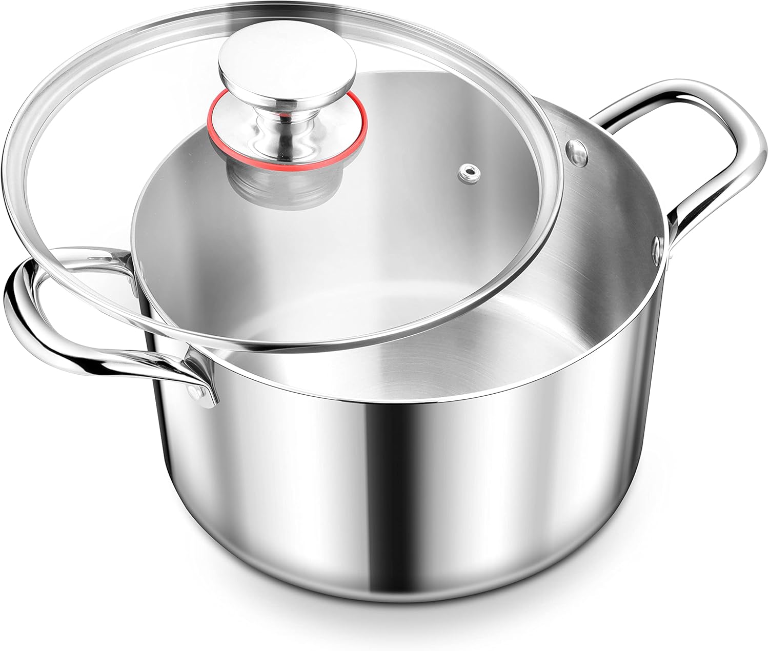 Herogo 6 Quart Stock Pot, 18/10 Stainless Steel Pasta Stockpot with Lid, 6 QT Cooking Pot with Handles, Tri-Ply Stockpot for Induction Gas Electric Stove, Dishwasher Safe - Culinary Roots