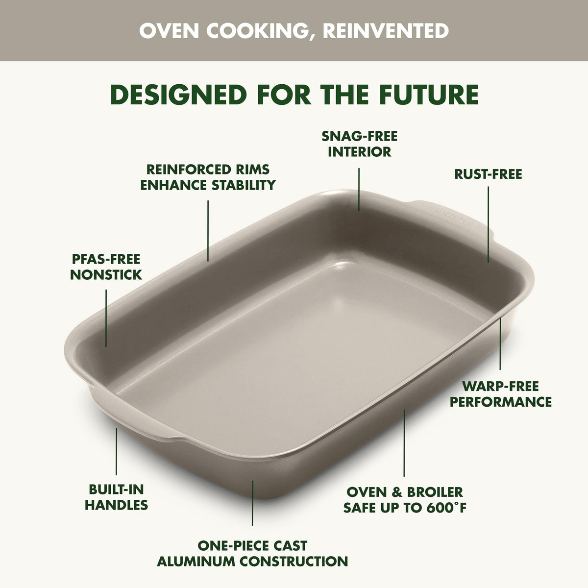 Premiere Ovenware Healthy Ceramic Nonstick 13" x 9" Rectangular Baking Pan