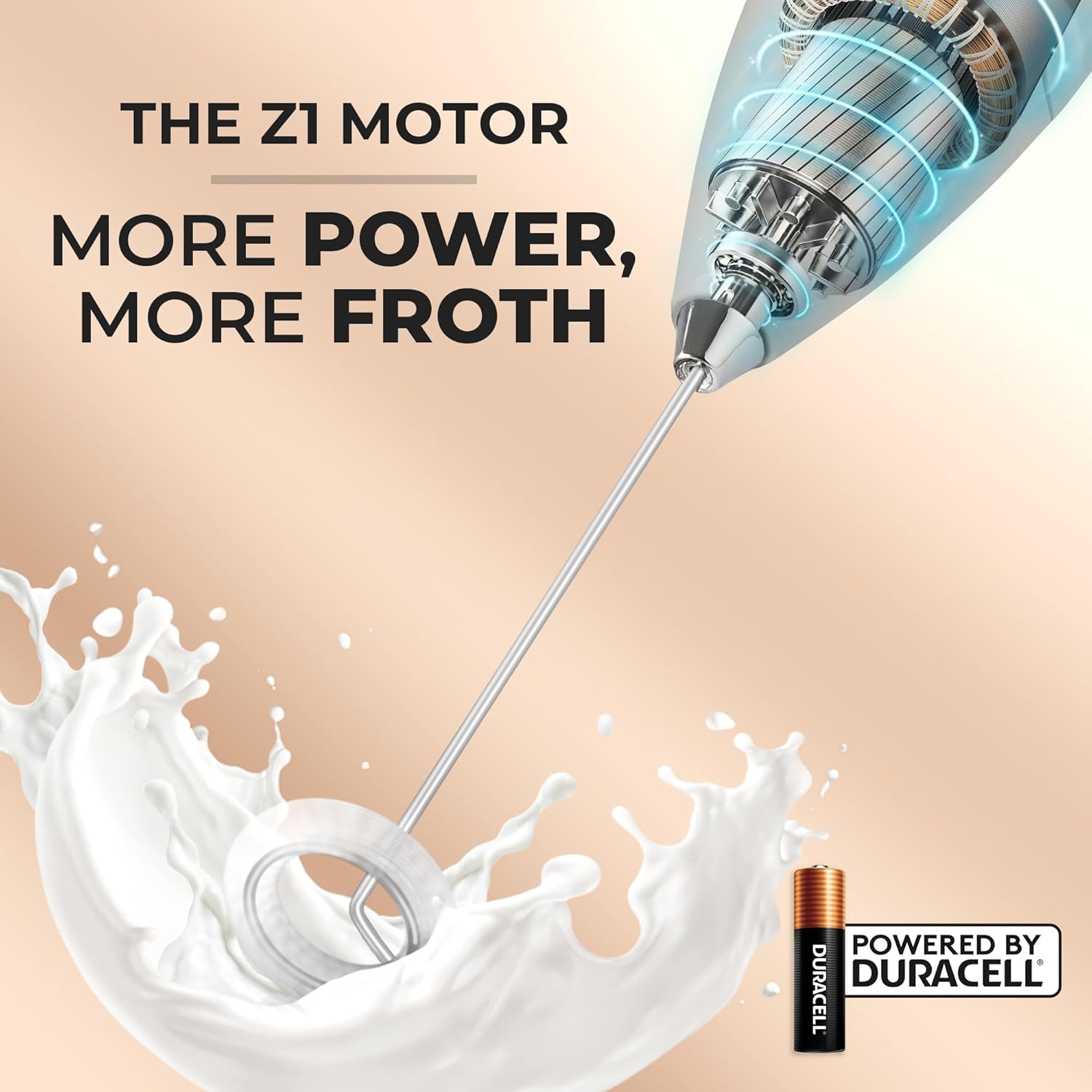 Zulay Kitchen Powerful Milk Frother Wand With 4 AA Duracell Batteries - Ultra Fast Handheld Drink Mixer - Electric Whisk Foam Maker for Coffee, Lattes, Cappuccino, Matcha & Creamer - - Culinary Roots