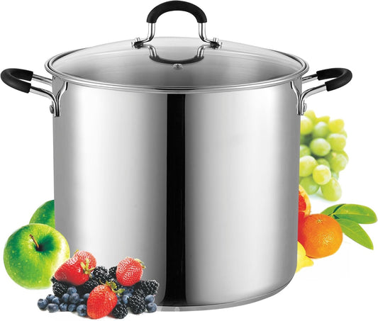 Cook N Home Stockpot Sauce Pot Induction Pot With Lid Professional Stainless Steel 12 Quart, Dishwasher Safe With Stay-Cool Handles, Silver - Culinary Roots