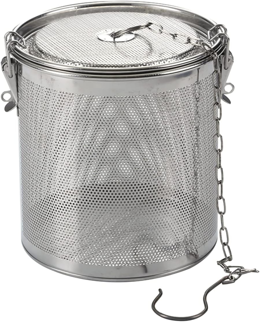 Zerodeko 1pc Soup Seasoning Bag Spice Bag Box Diffuser Tea Ball Filter Mesh Strainer Stainless Steel Brine Basket Strainer Basket Metal Loose Leaves Infusion Set Tea Maker Tea Strainer, Silver