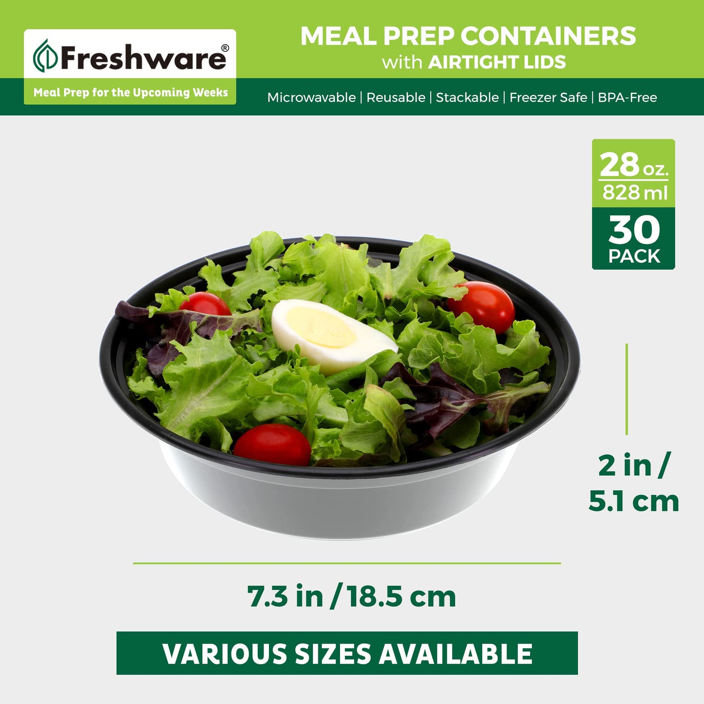 Meal Prep Bowl Containers [30 Pack] Plastic Bowls with Lids for Soup and Salad (30 Count)