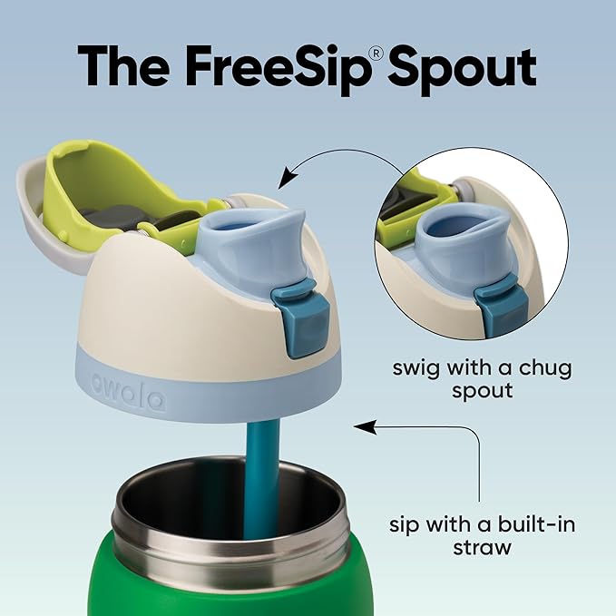 Owala FreeSip Insulated Stainless Steel Water Bottle with Straw, BPA-Free Sports Water Bottle, Great for Travel, 32 Oz, Putting Green