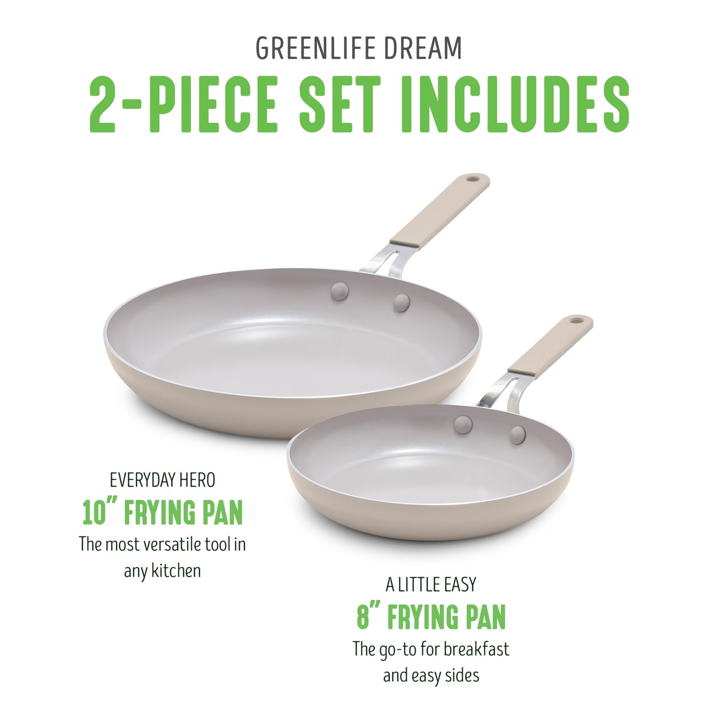 8” & 10” 2 Piece Nonstick Ceramic Frying Pan Set