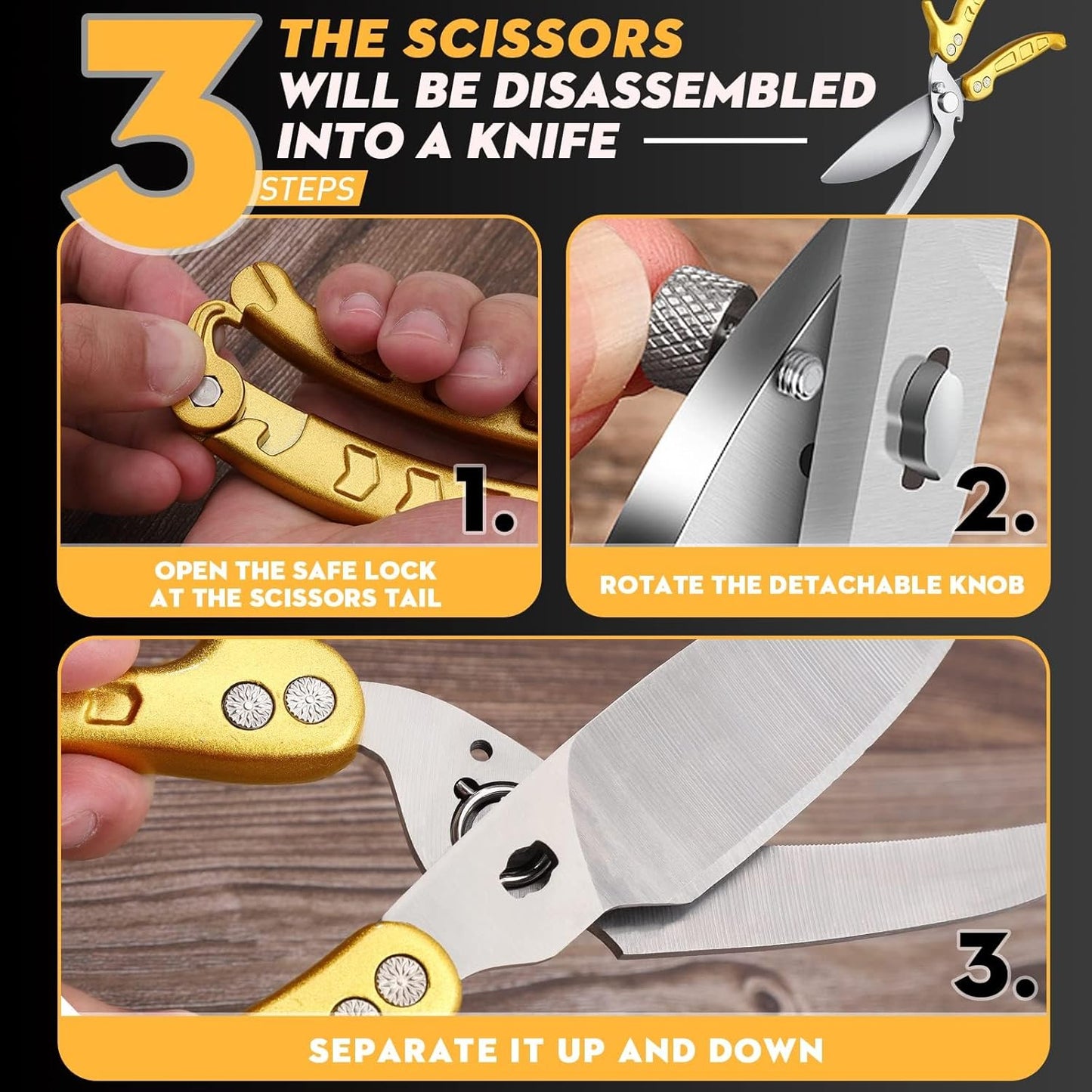 Poultry Shears, Germany Detachable Heavy Duty Kitchen Scissors, Golden Kitchen Shears With Knife Bottle Opener Gift Box, Multipurpose Kitchen Shears For Cooking Chicken Meat Turkey Thanksgiving - Culinary Roots