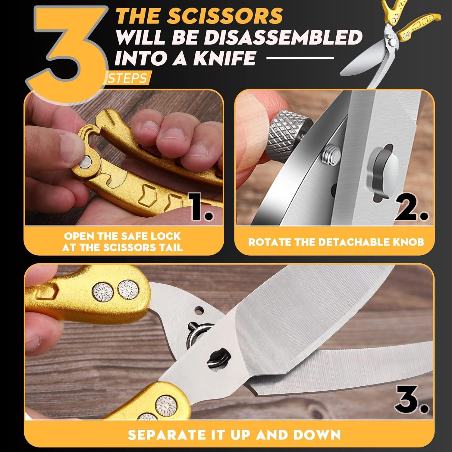 Poultry Shears, Germany Detachable Heavy Duty Kitchen Scissors, Golden Kitchen Shears With Knife Bottle Opener Gift Box, Multipurpose Kitchen Shears For Cooking Chicken Meat Turkey Thanksgiving - Culinary Roots