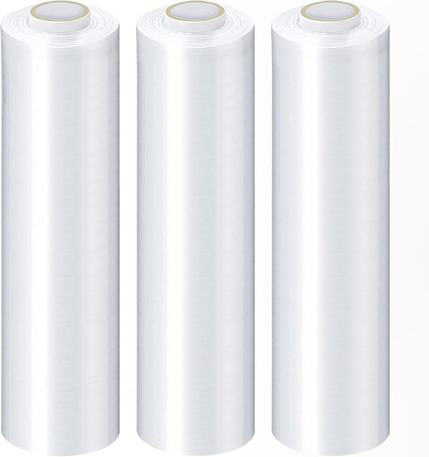 PSBM Stretch Wrap, 4 Pack, 18 Inch x 1500 Feet, 80 Gauge, Clear Plastic Cling, Cast Hand Stretch Film Rolls for Packaging Moving Packing