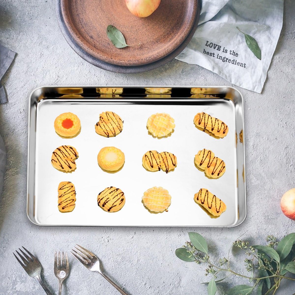Baking Sheet, Yododo Stainless Steel Cookie Sheet Toaster Oven Tray Pan Rectangle Size 16 x 12 x 1 inch, Non Toxic & Healthy, Superior Mirror Finish & Easy Clean, Dishwasher Safe - Culinary Roots