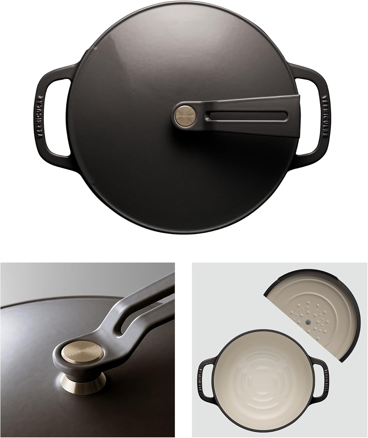 Vermicular Oven Pot 2.0 | Lightweight Enameled Cast Iron Pot | 22cm (3.7 Qt) | Non-Toxic | Induction-compatible | Dutch Oven | Made in Japan | Hazelnut Brown - Culinary Roots